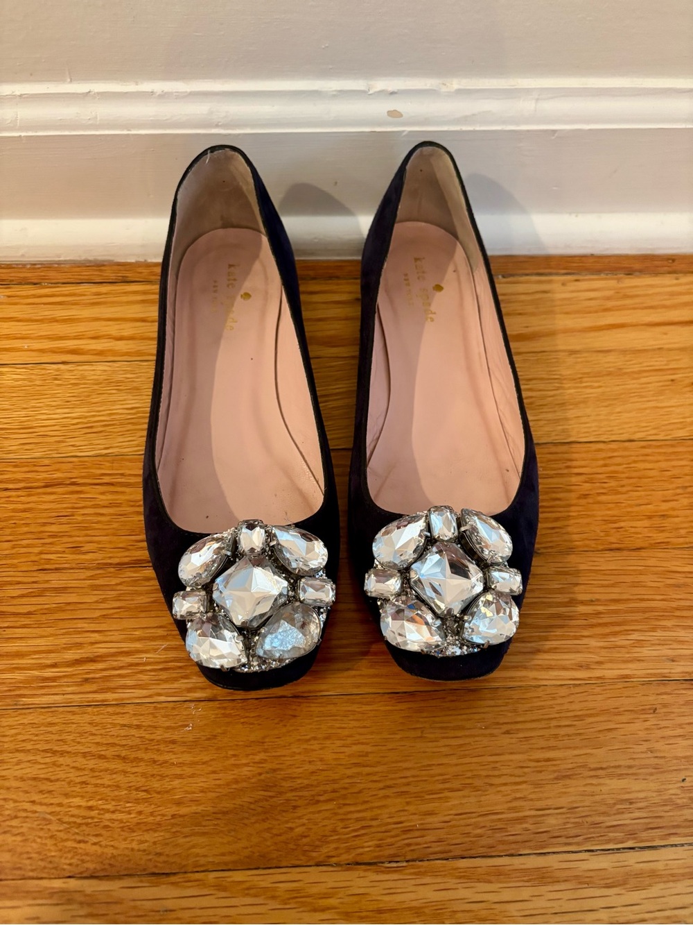 Kate Spade navy velvet flats with rhinestones women’s size 7